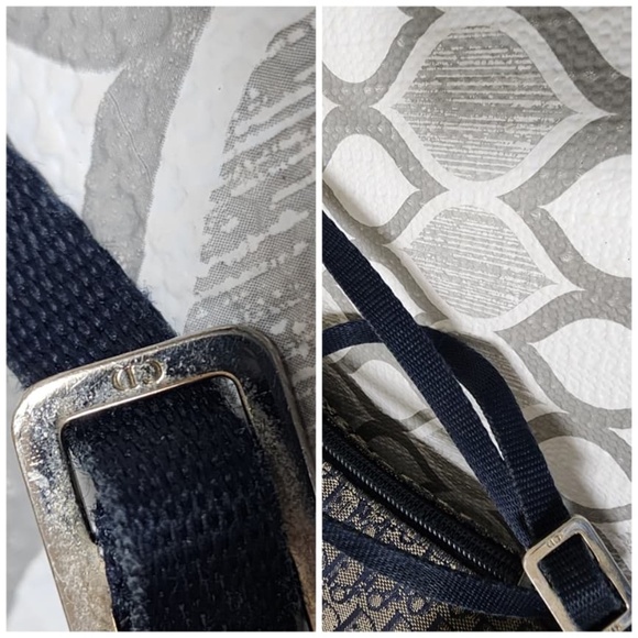 Authentic Christian Dior Vintage Oblique Canvas Baguette/Shoulder Bag Black/Grey - Picture 12 of 15